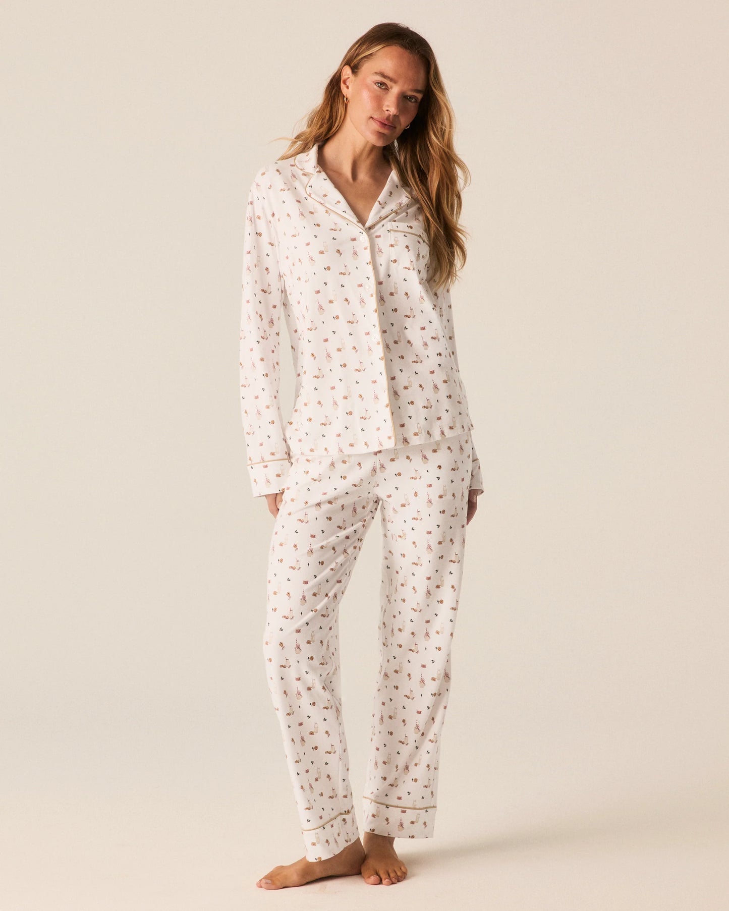 Women's Pima Pajama Set in Yuletide Treats - Petite Plume