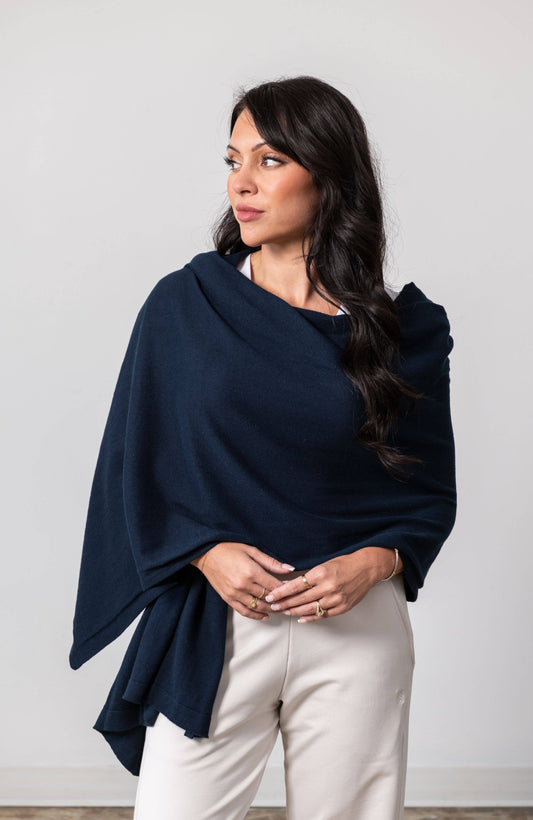 Dreamsoft Organic Cotton Travel Scarf Oxford Blue - Zestt Organics