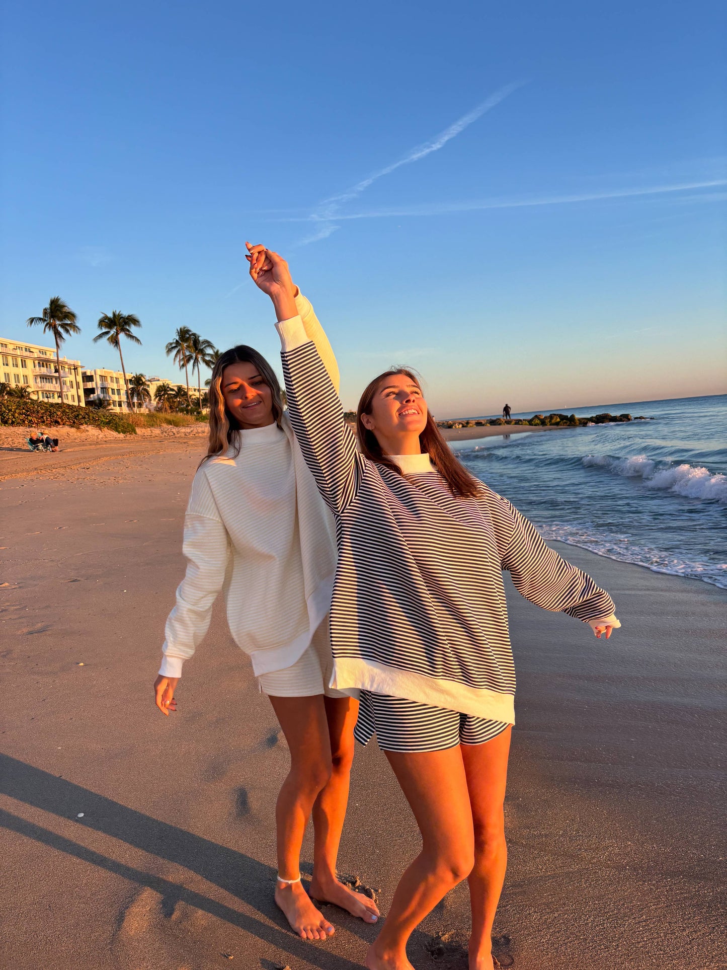 Navy and White Stripe Mockneck Sweatshirt