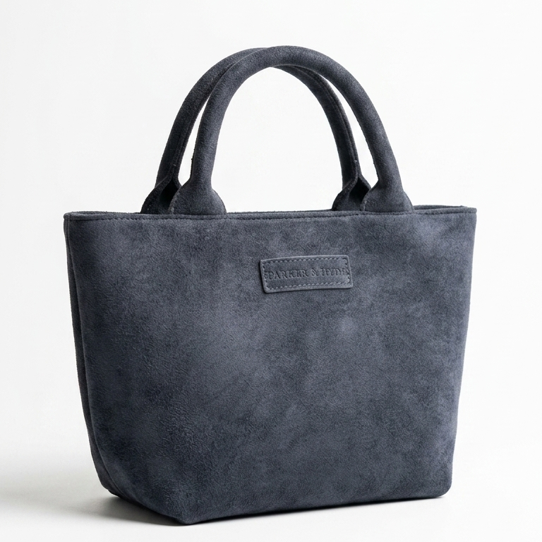 Suede Mini Tote Bag - Navy