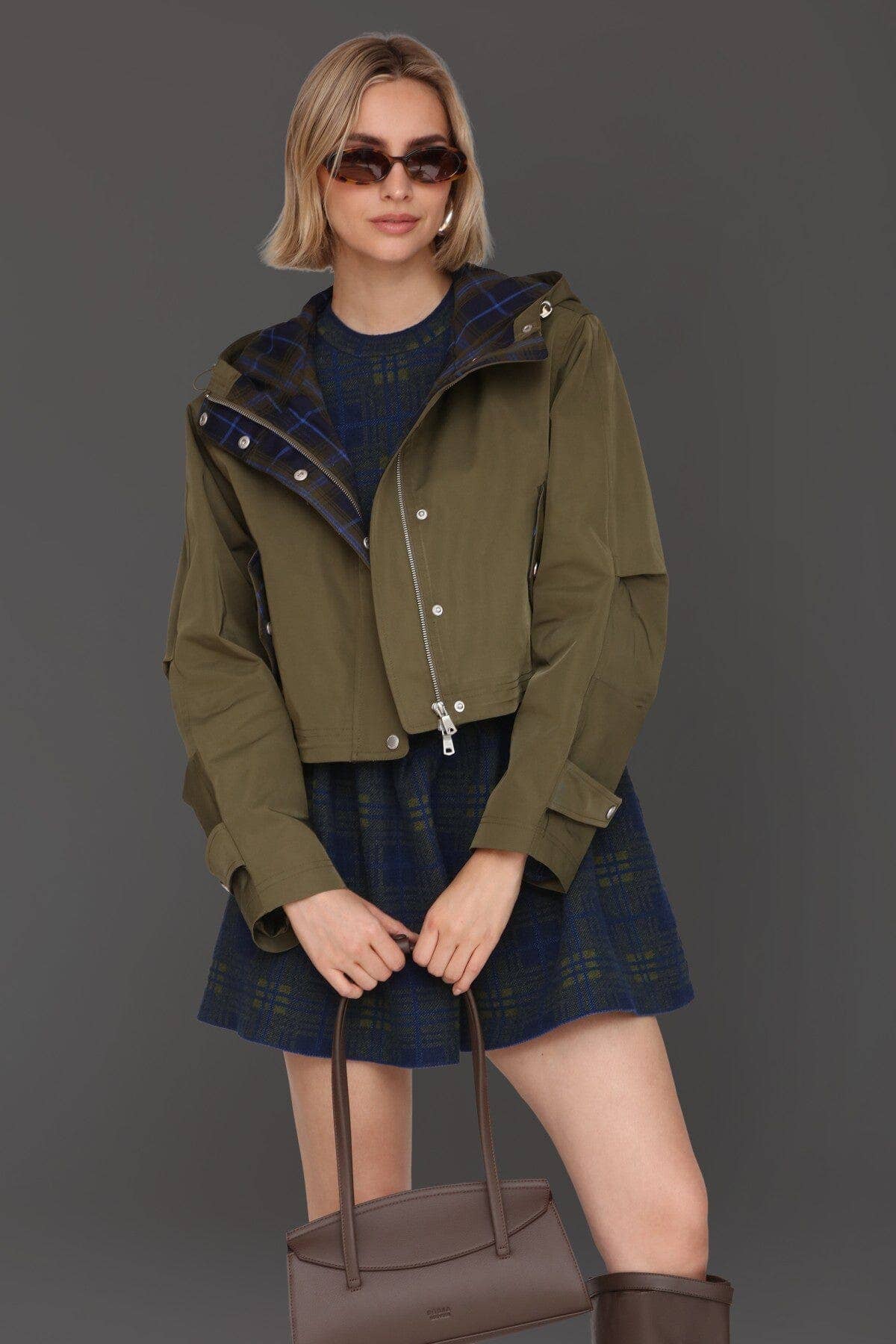 Cropped Anorak Rain Jacket - Military