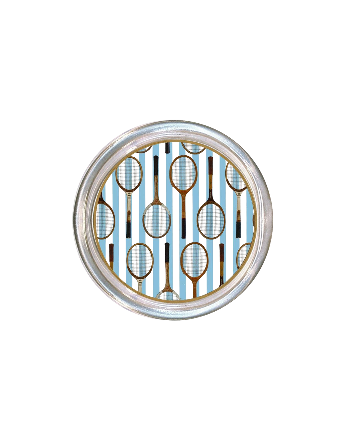 Antique Tennis Racket Pattern Blue Stripes