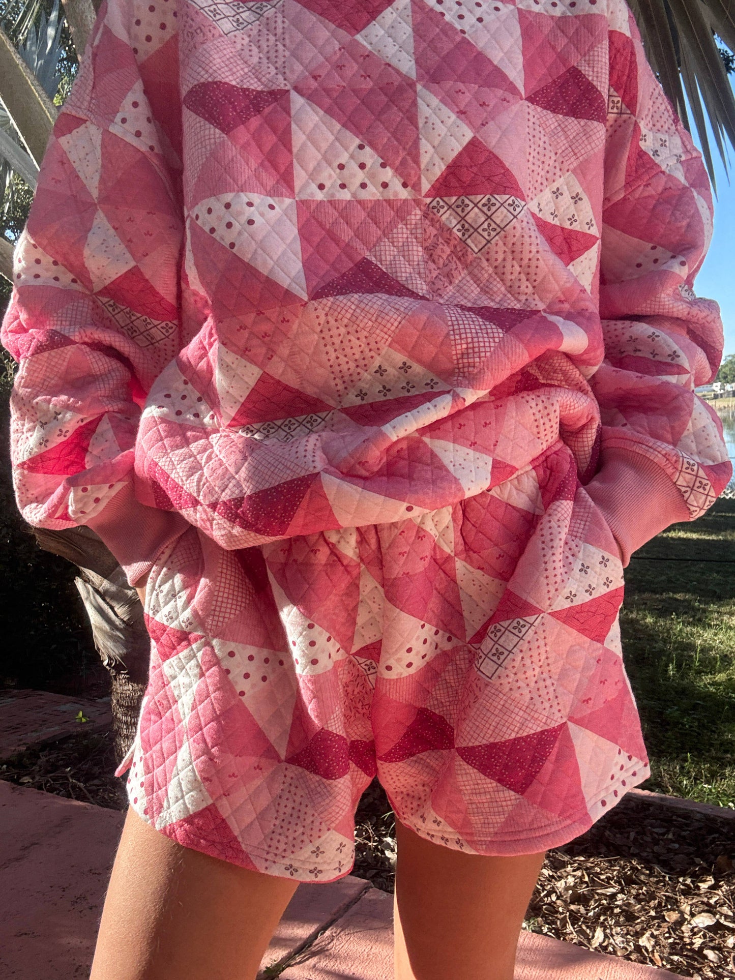 Pink Patchwork Quilted Shorts