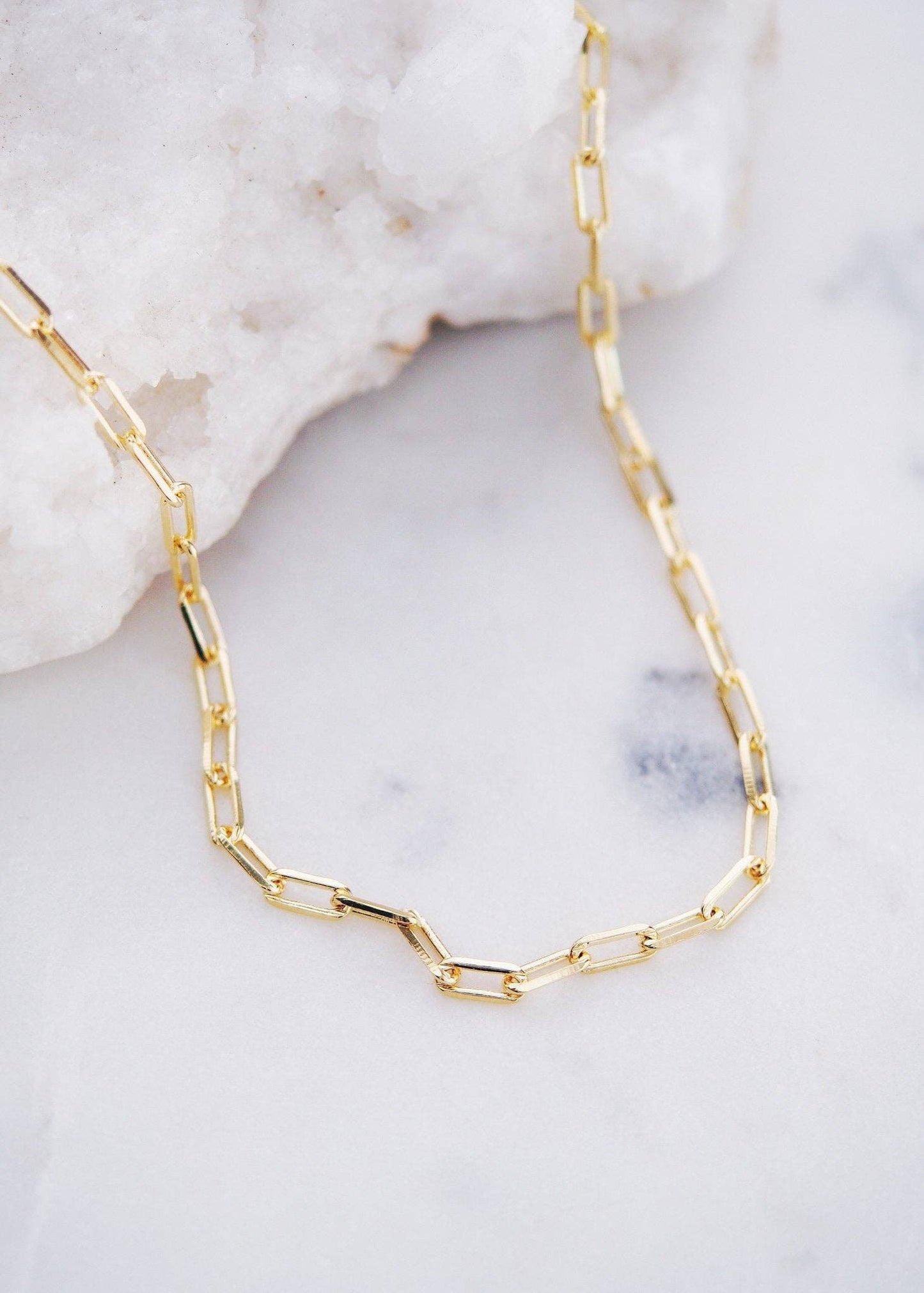 Gold Filled Paperclip Link Chain Necklace - 18 in