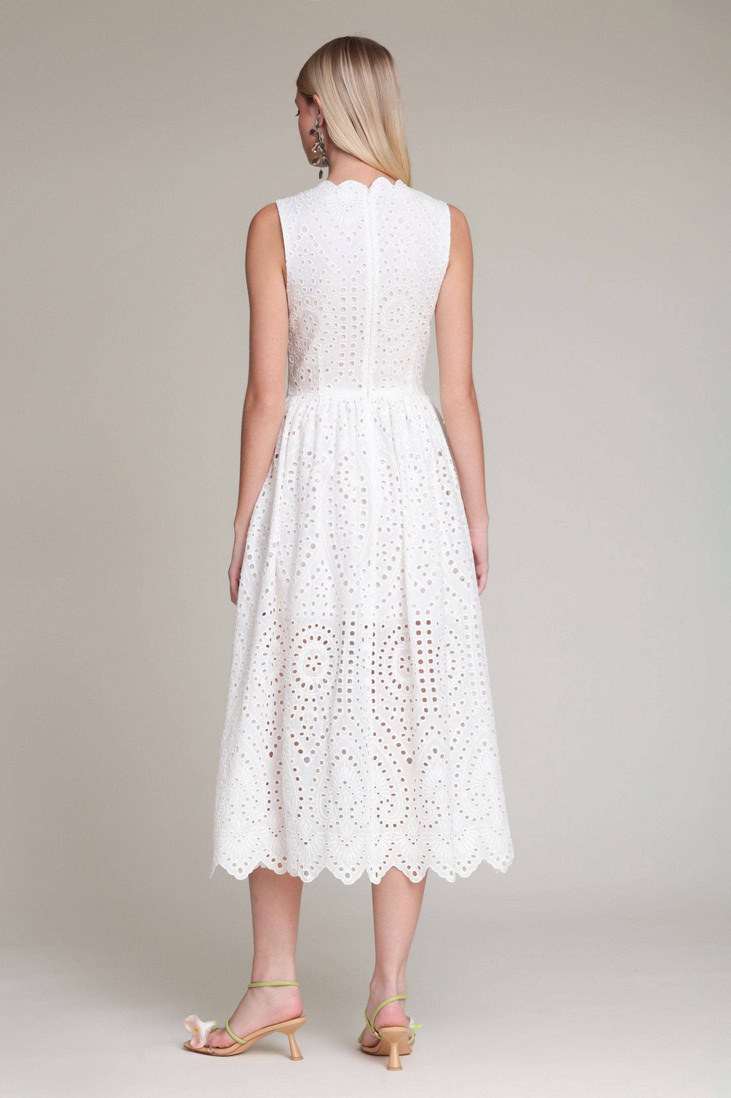 Broderie Anglaise Cotton Midi Dress - White
