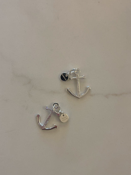 Anchor Charm with Newport Coordinates - Sterling Silver - Jet Set Candy