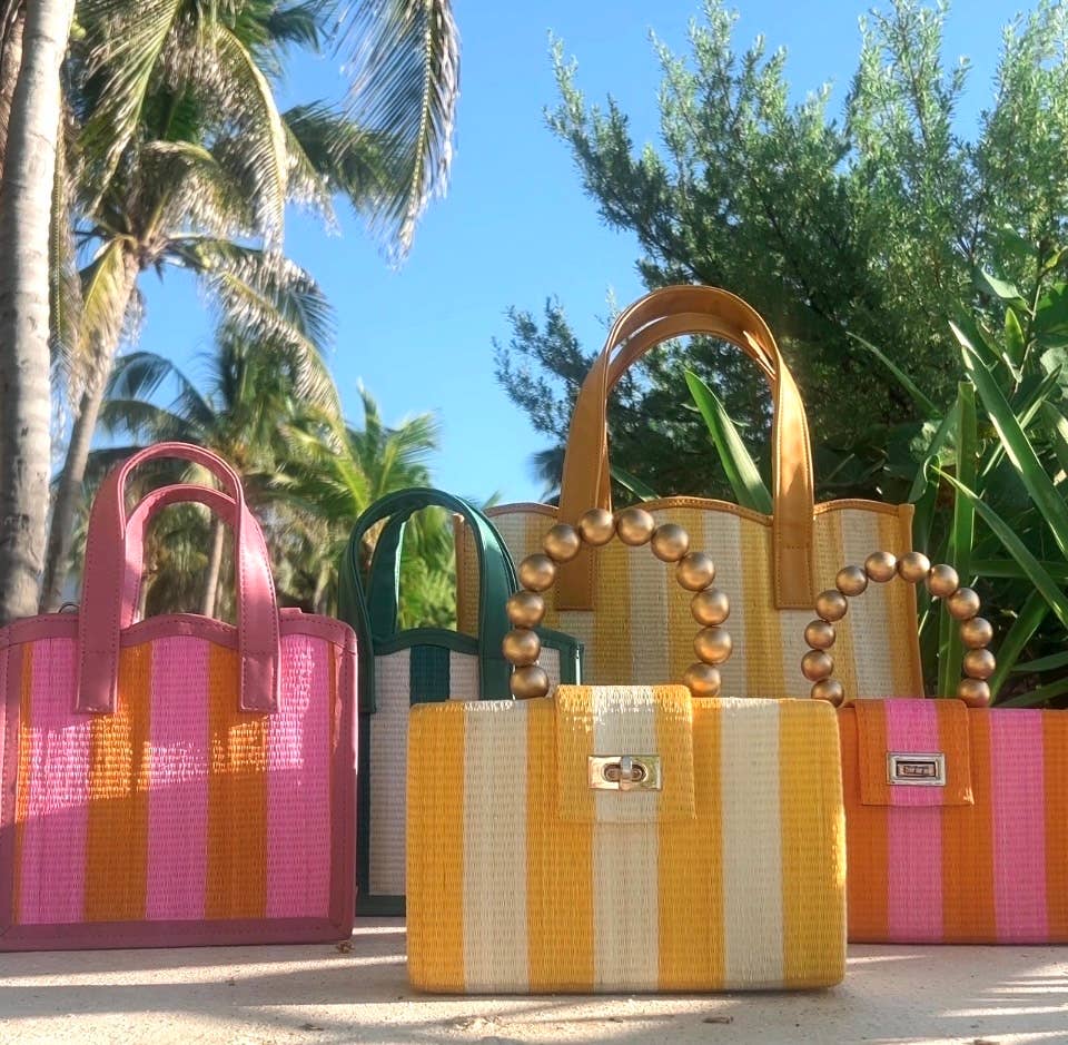 Pink & Orange Stripe Bag - Soli + Sun