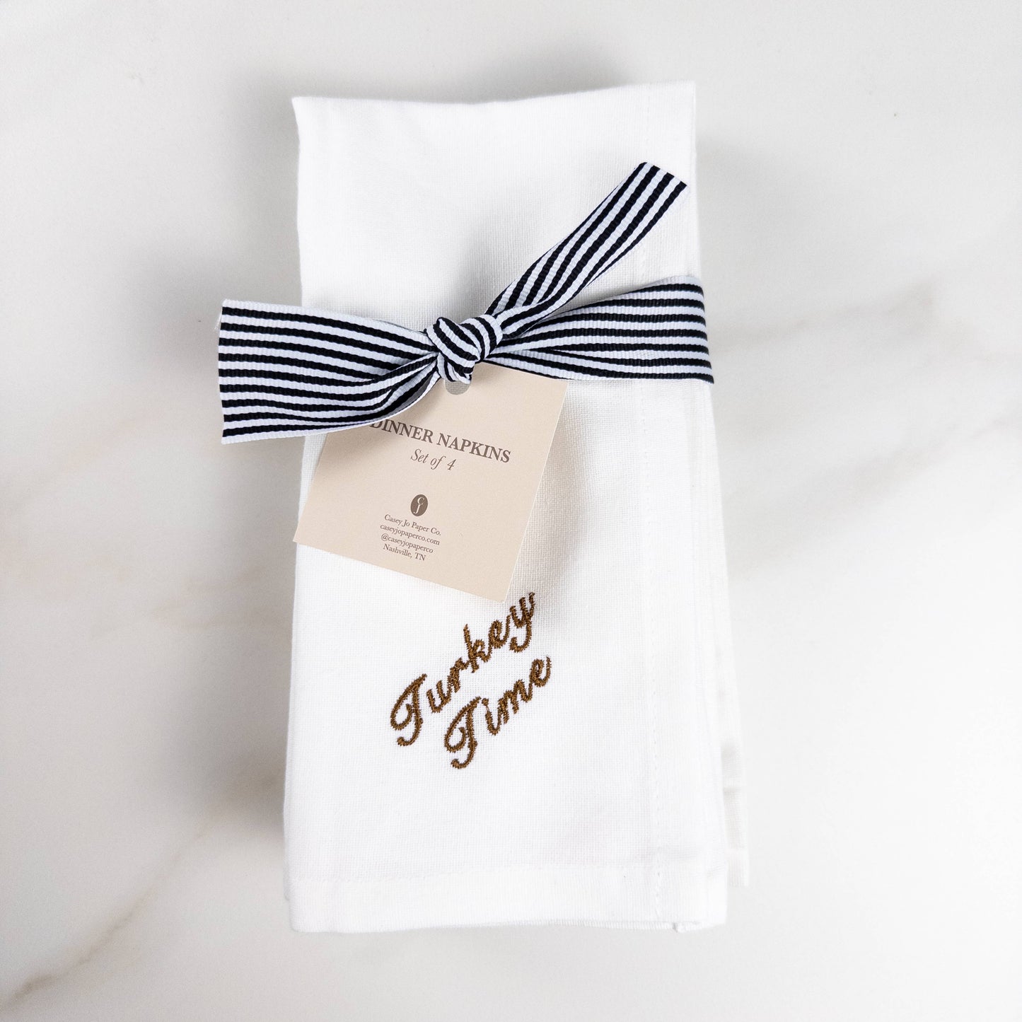 Thanksgiving Sayings Embroidered Dinner Napkin Set: White