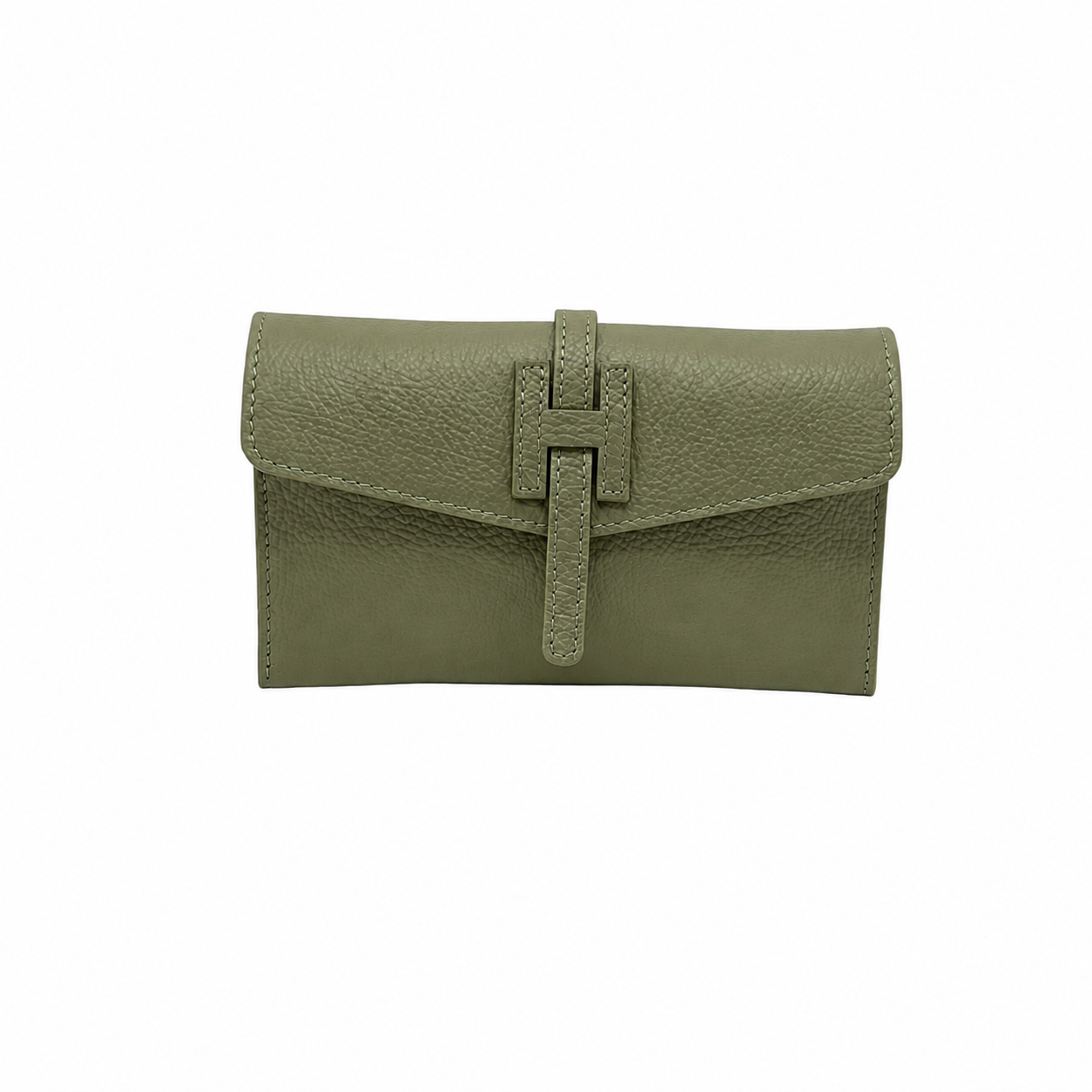 Genuine Leather H Wallet, Made in Italy - Black