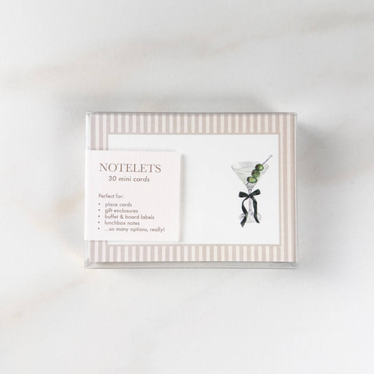 Olive Martini with Bow Notelets