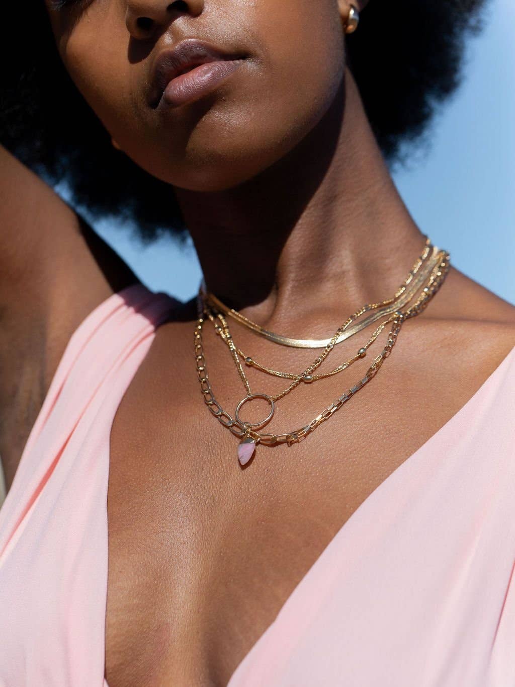 Gold Filled Herringbone Chain Necklace - 4mm, 18 in
