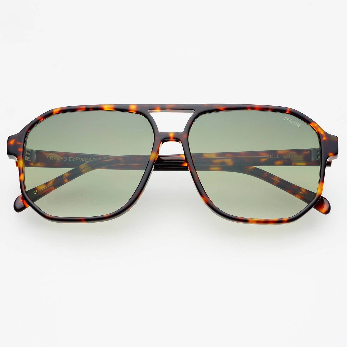 Billie Unisex Aviator Sunglasses - Tortoise + Green - FREYRS