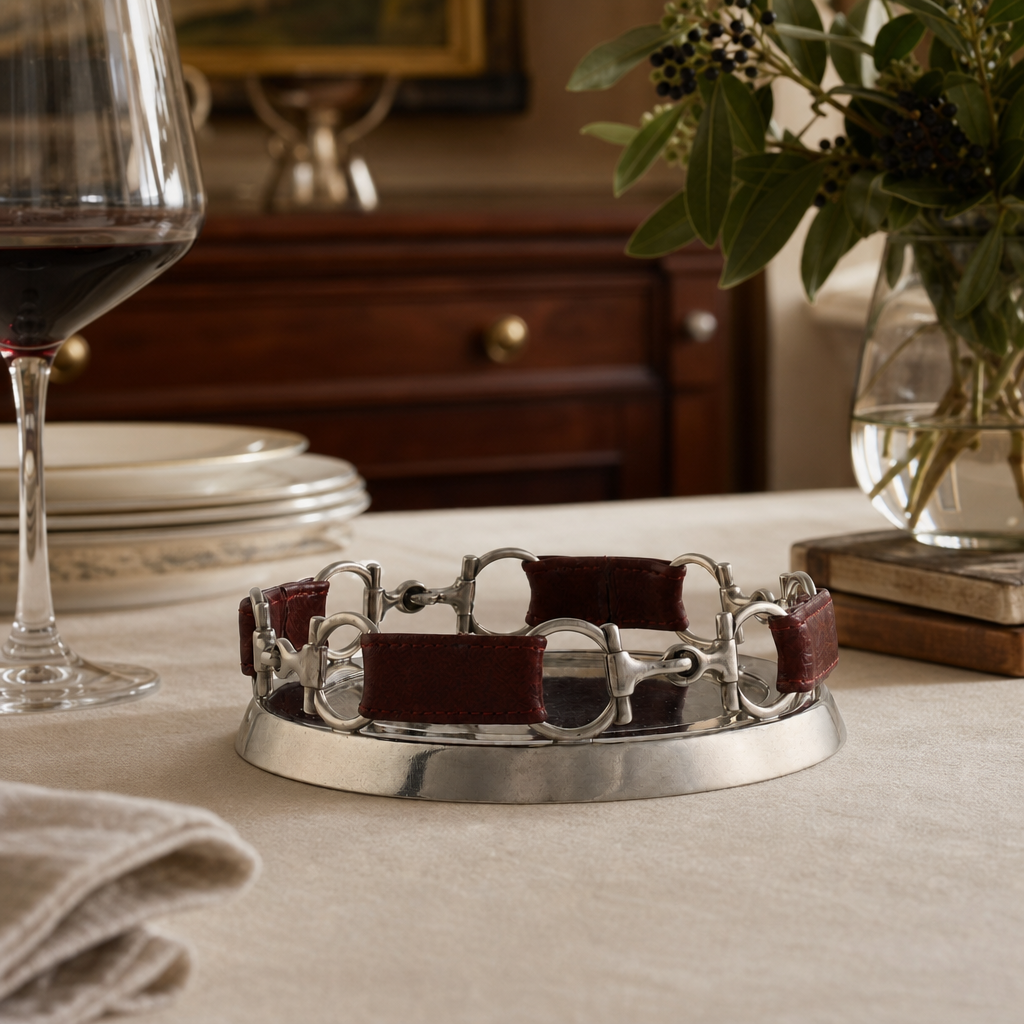 Equestrian Horse Bit Leather Wine Coaster
