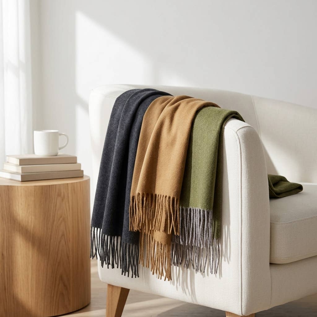 100% Baby Alpaca Throw - Olive