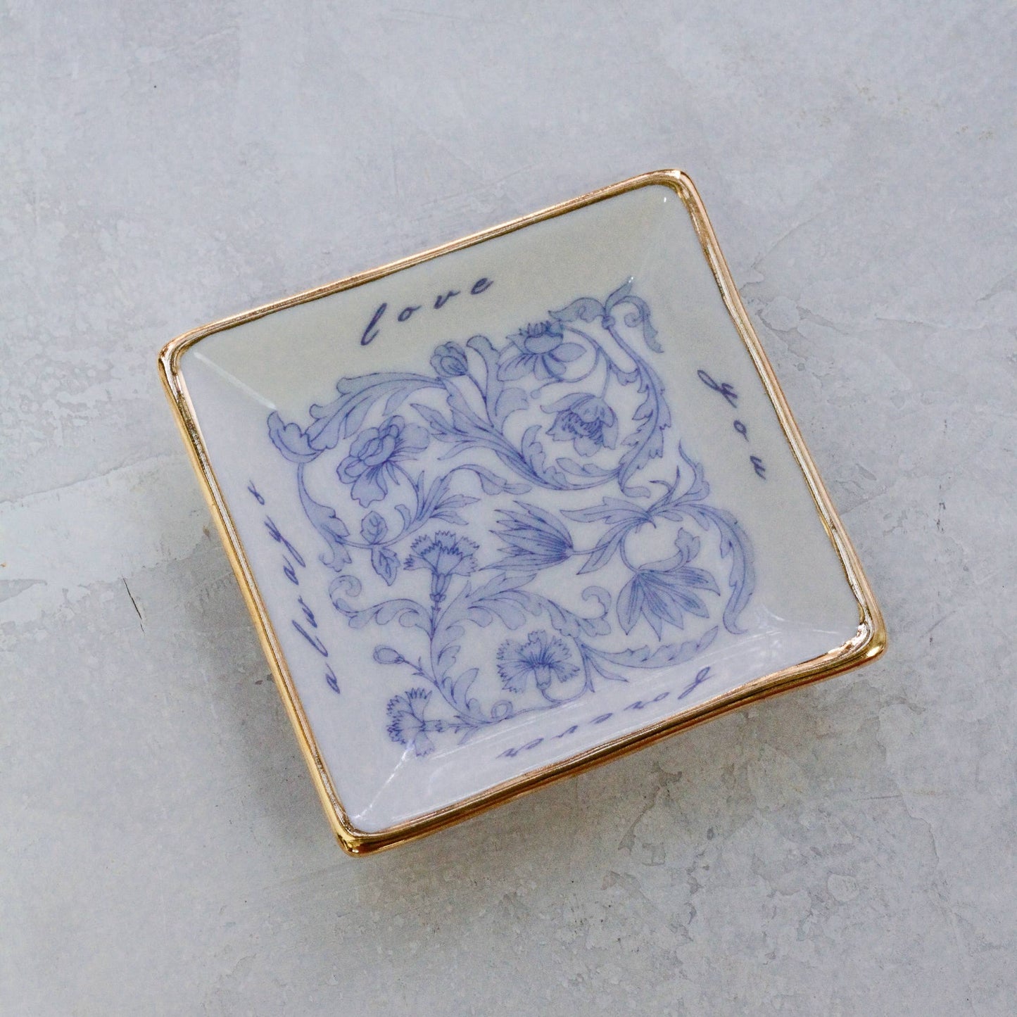Love You Trinket Dish - Handmade Ceramic Ring Dish w/ 22k