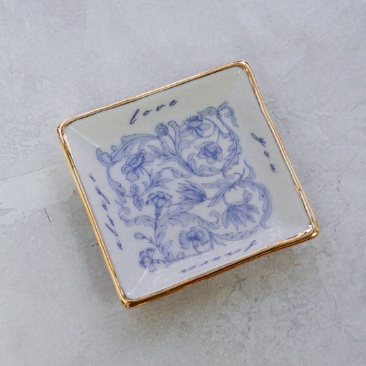 Love You Trinket Dish - Handmade Ceramic Ring Dish w/ 22k
