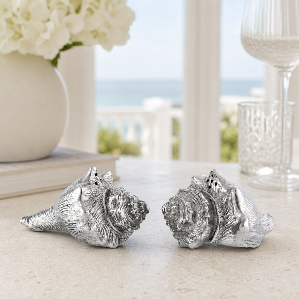 Pewter Conch Shells Salt & Pepper Set
