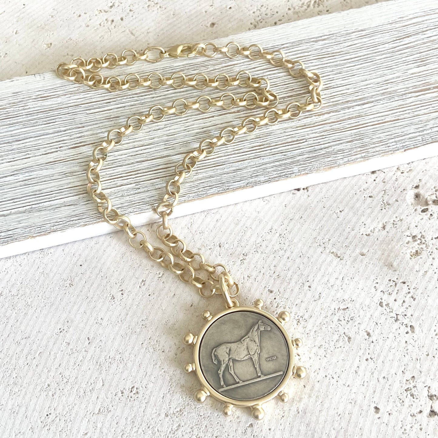 Matte Gold Horse Necklace