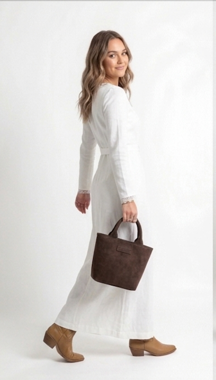Suede Mini Tote Bag - Espresso