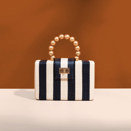 Navy Stripe Clutch Bag