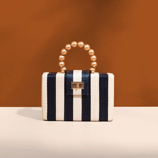 Navy Stripe Clutch Bag - Soli & Sun