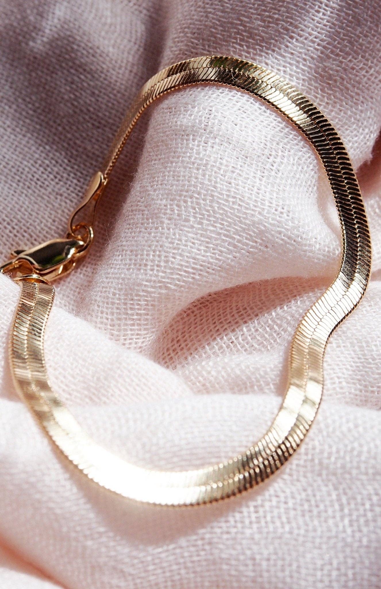 Gold Herringbone Bracelet - 7 in