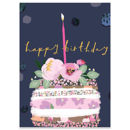 Birthday Cake Navy Card