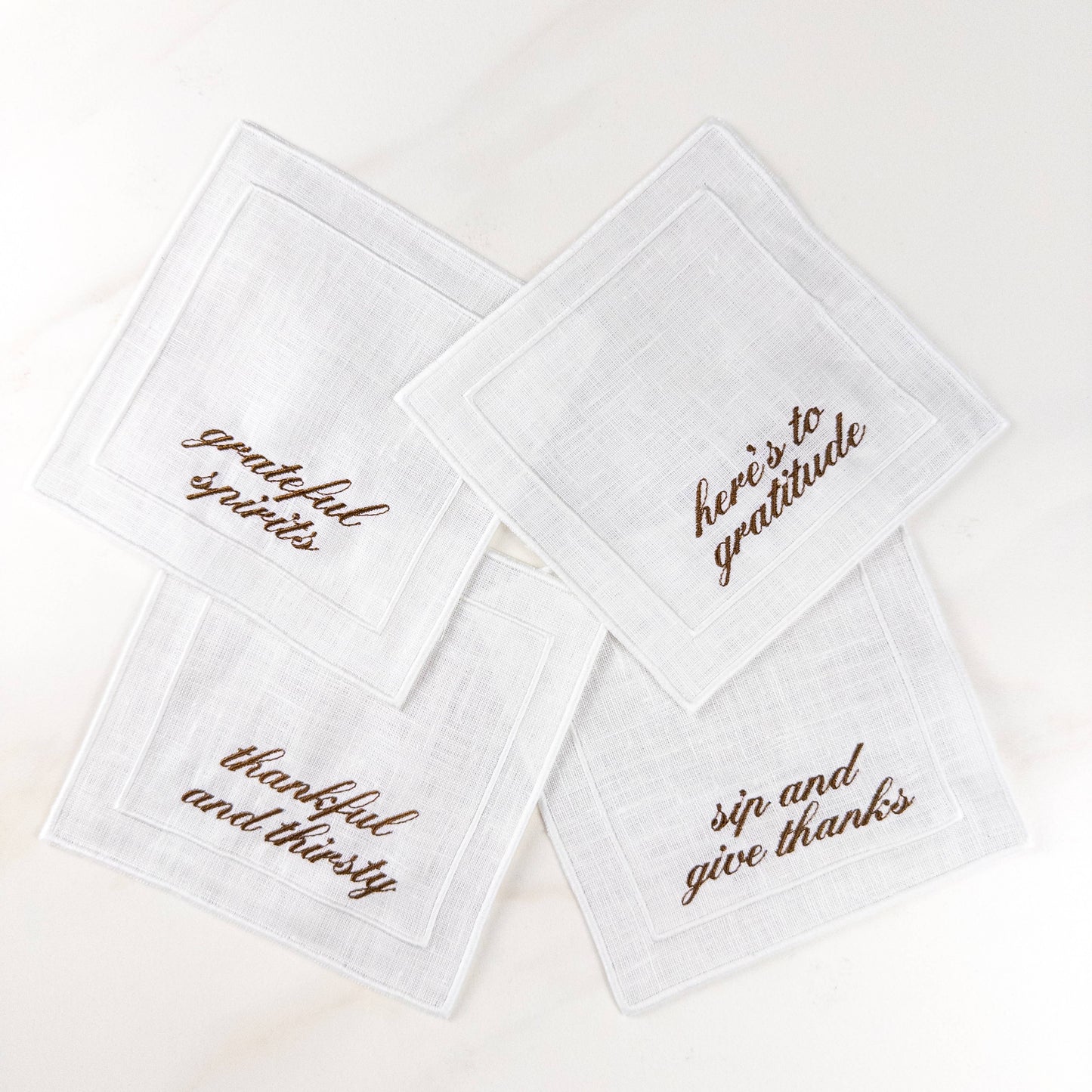 Thanksgiving Sayings Embroidered Cocktail Napkin Set