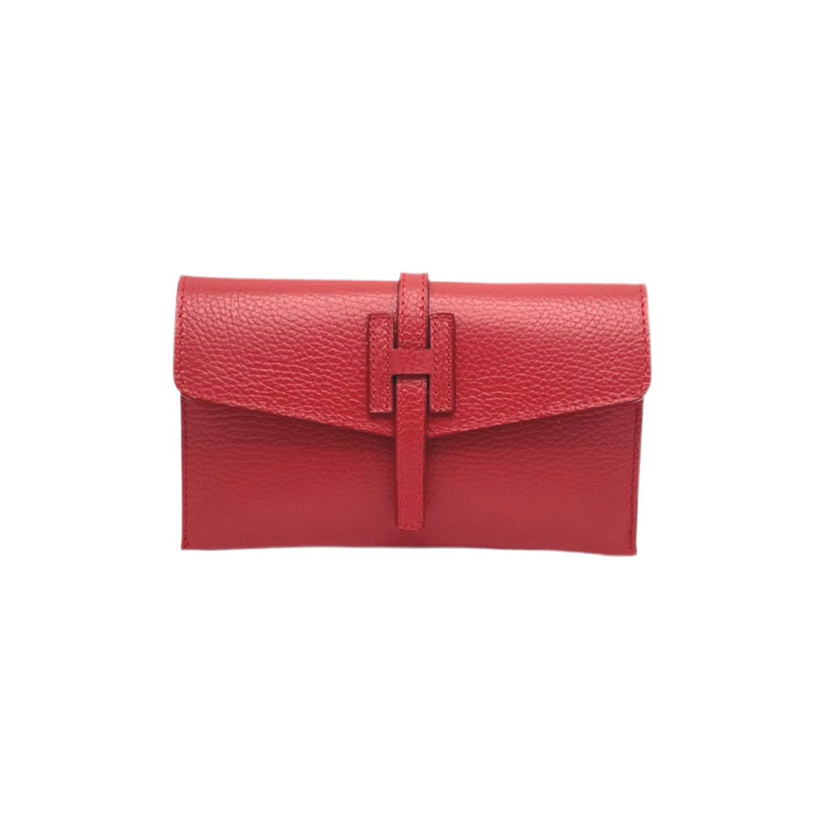 Genuine Leather H Wallet, Made in Italy - Navy