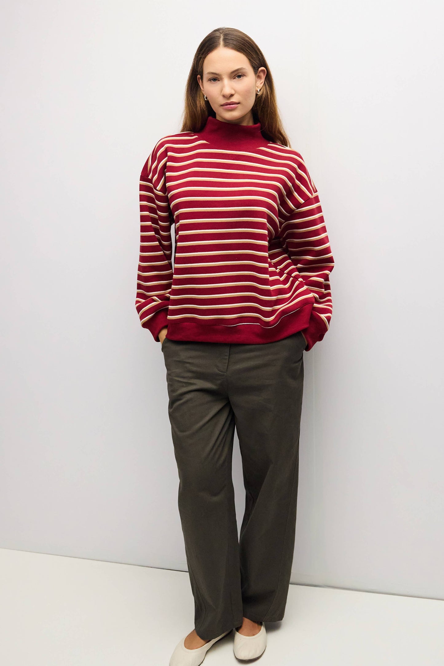 The Charlie Sweater Mock Sweatshirt - Red