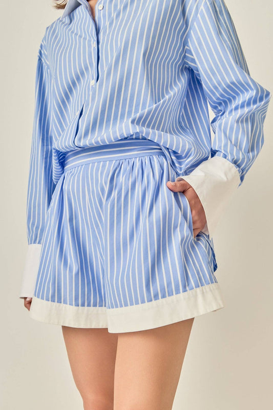 Striped Boyfriend Shorts - English Factory