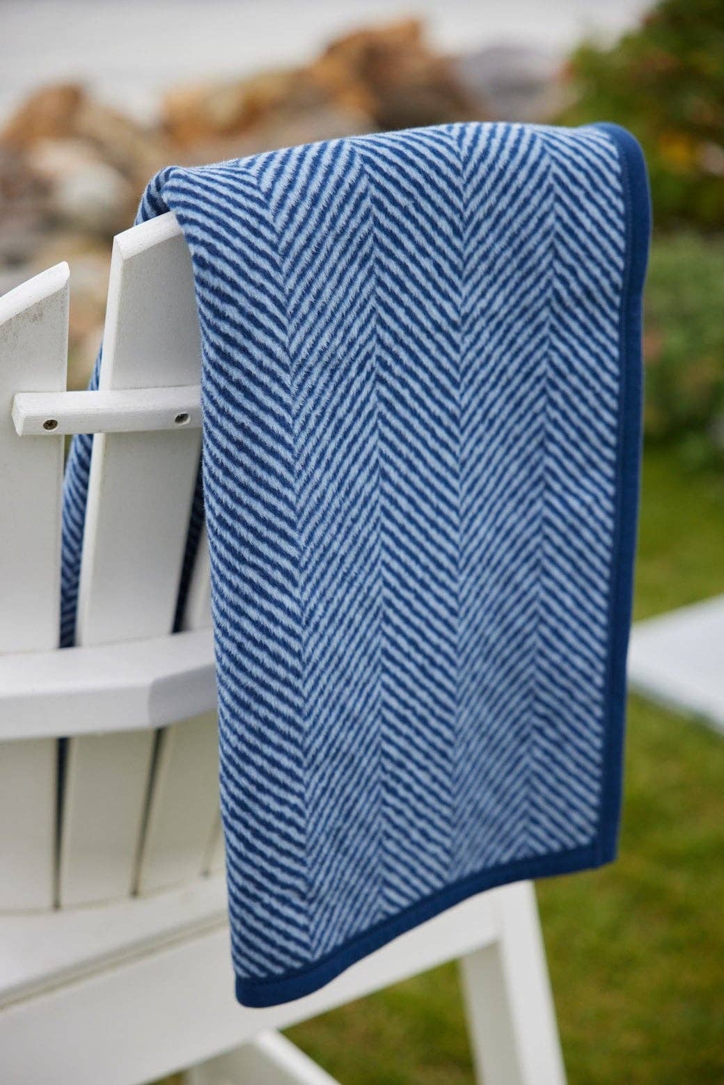 Harborview Herringbone Navy Blanket - Midi