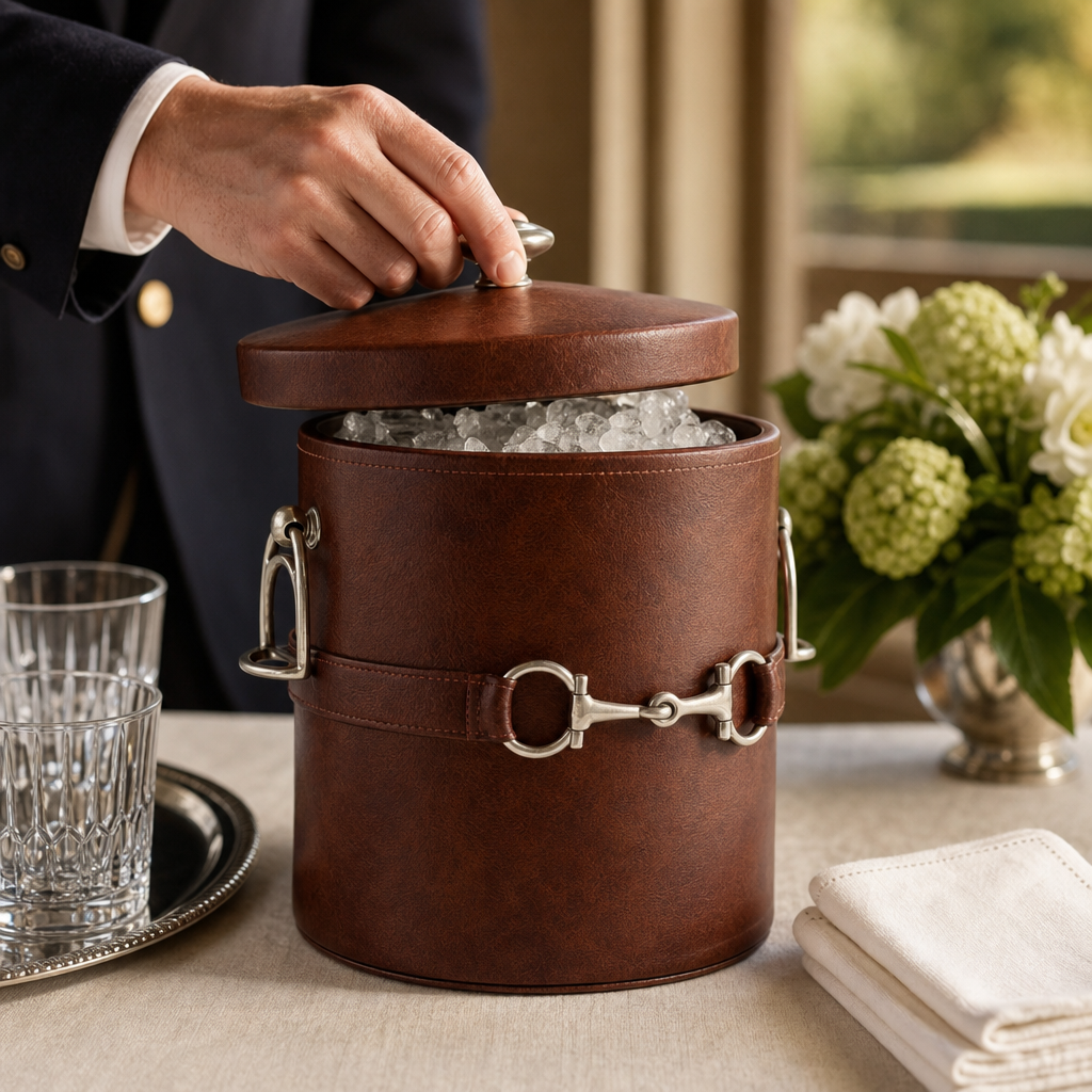 Equestrian Horse Bit Vegan Leather Ice Bucket