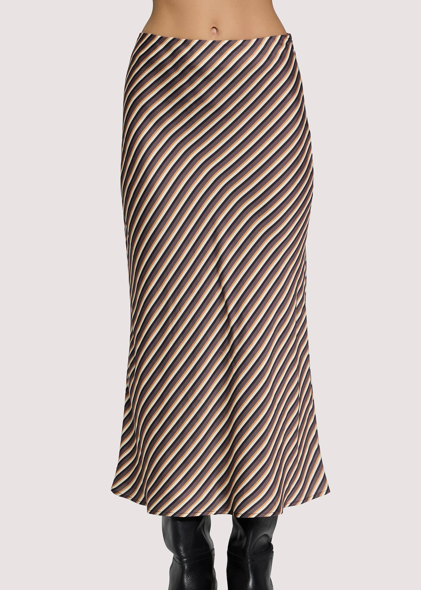 Chelsea Lane Maxi Skirt Brown Stripes