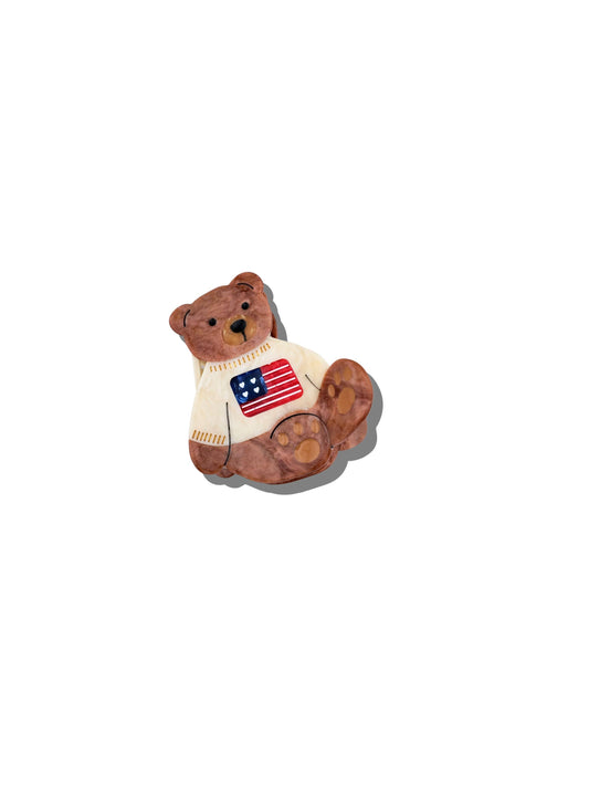 Hand-painted Americana Teddy Bear Hair Claw