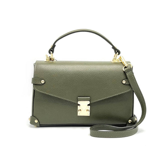 Leather Shoulder Bag with Crossbody - Olive