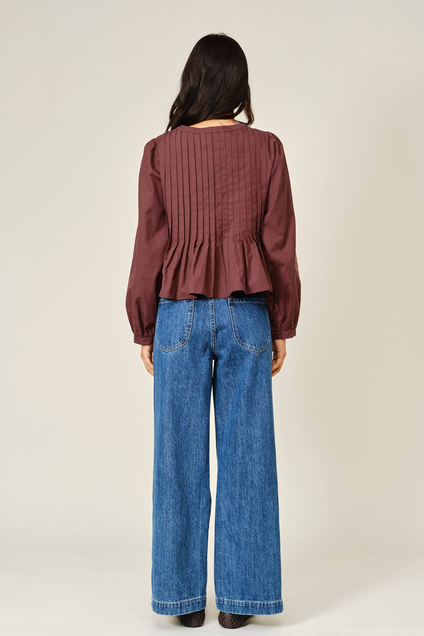 Side Button Detail Wide Leg Jeans