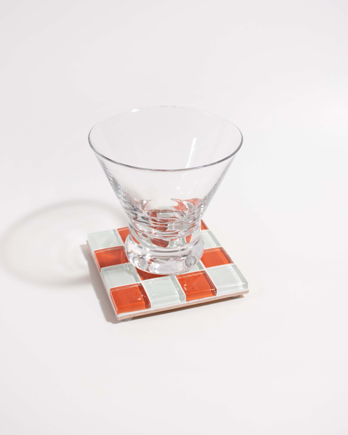 Glass Tile Coaster Checkered - Pumpkin Spice Latte - Subtle Art Studios