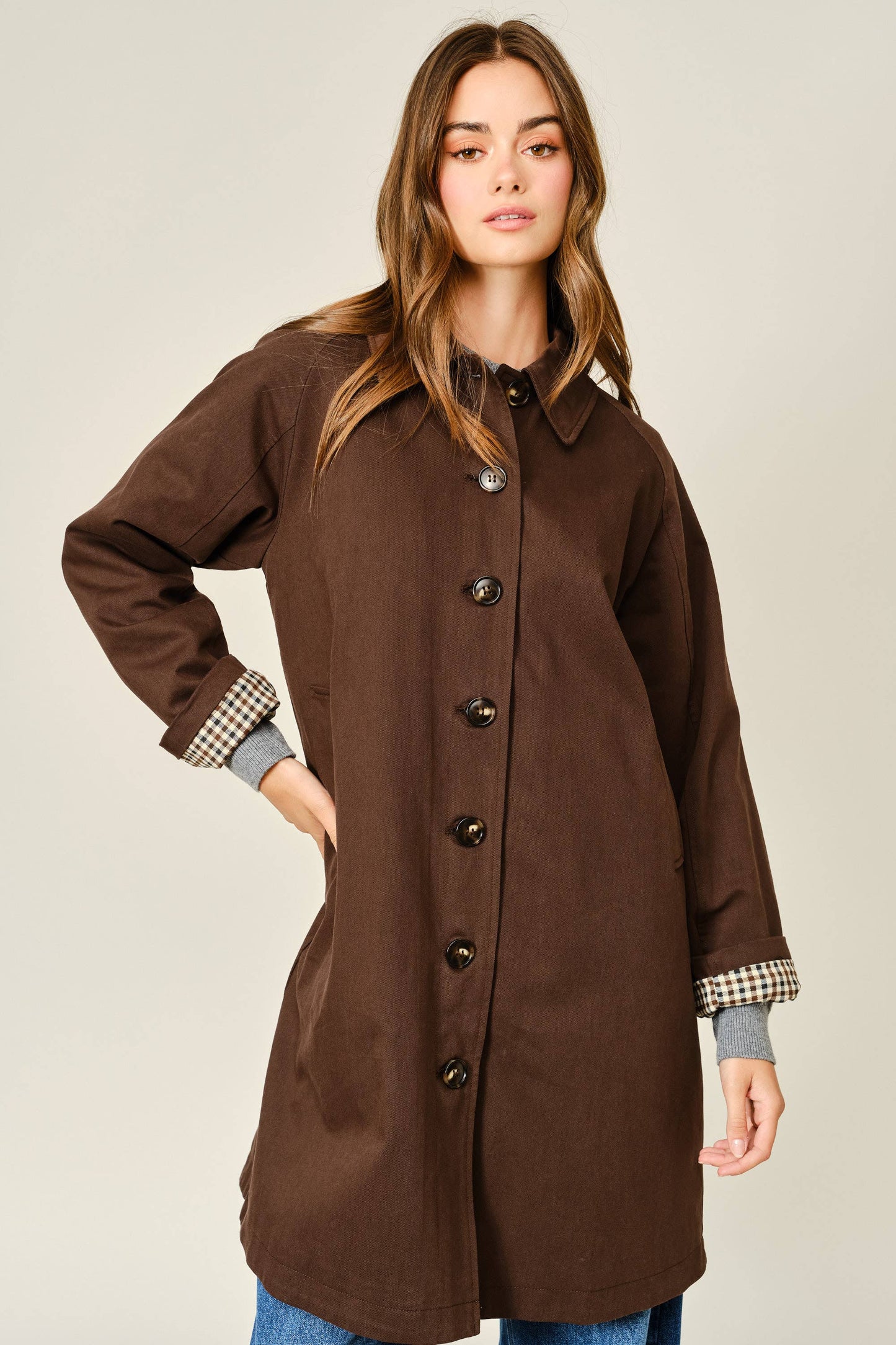 Midi Trench Coat - Brown