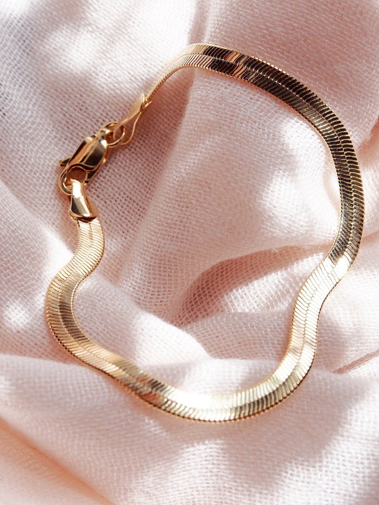 Gold Herringbone Bracelet - 7 in