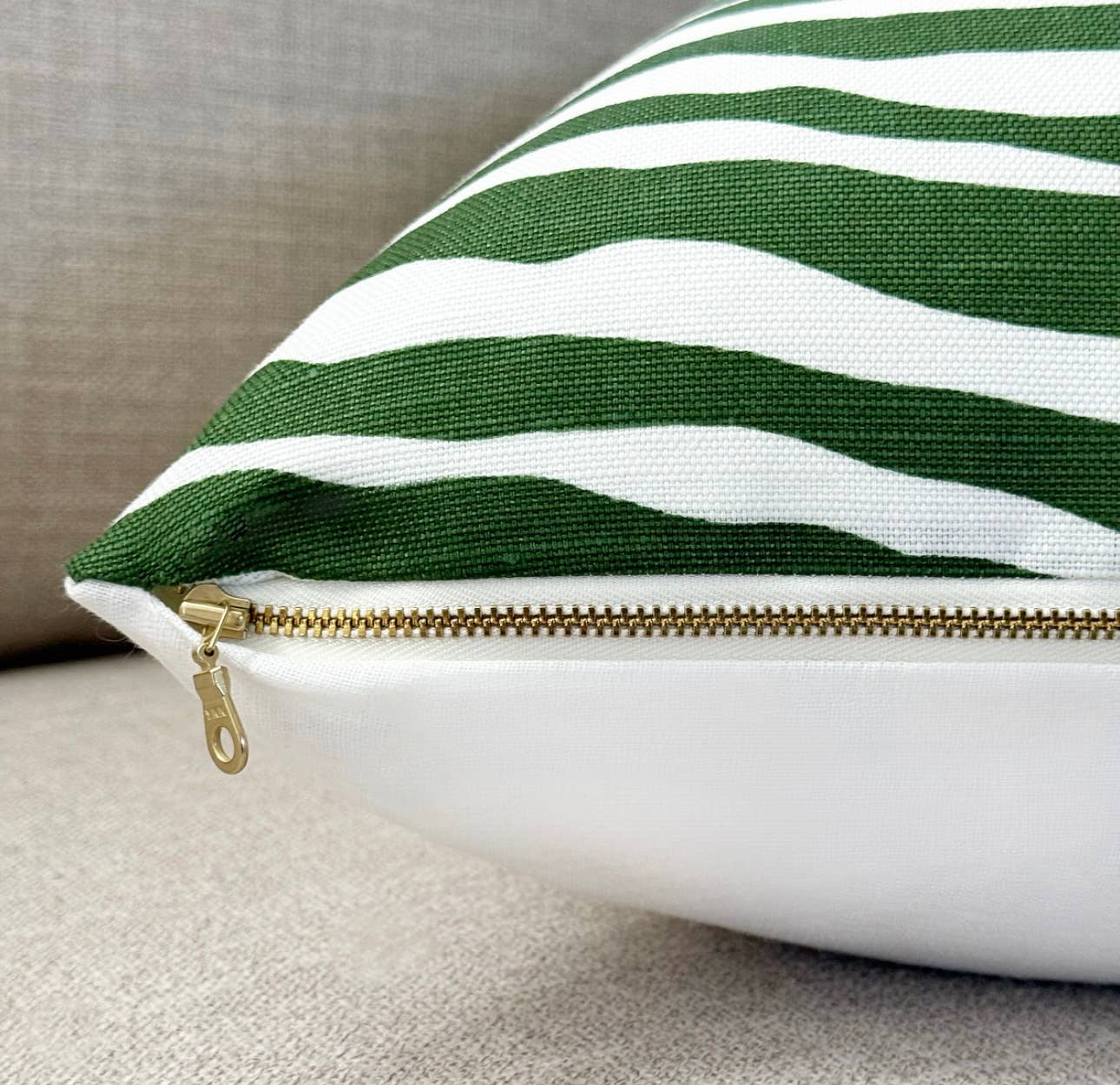 Margo Green Animal Zebra Designer Pillow : Down Alternative / 22 x 22