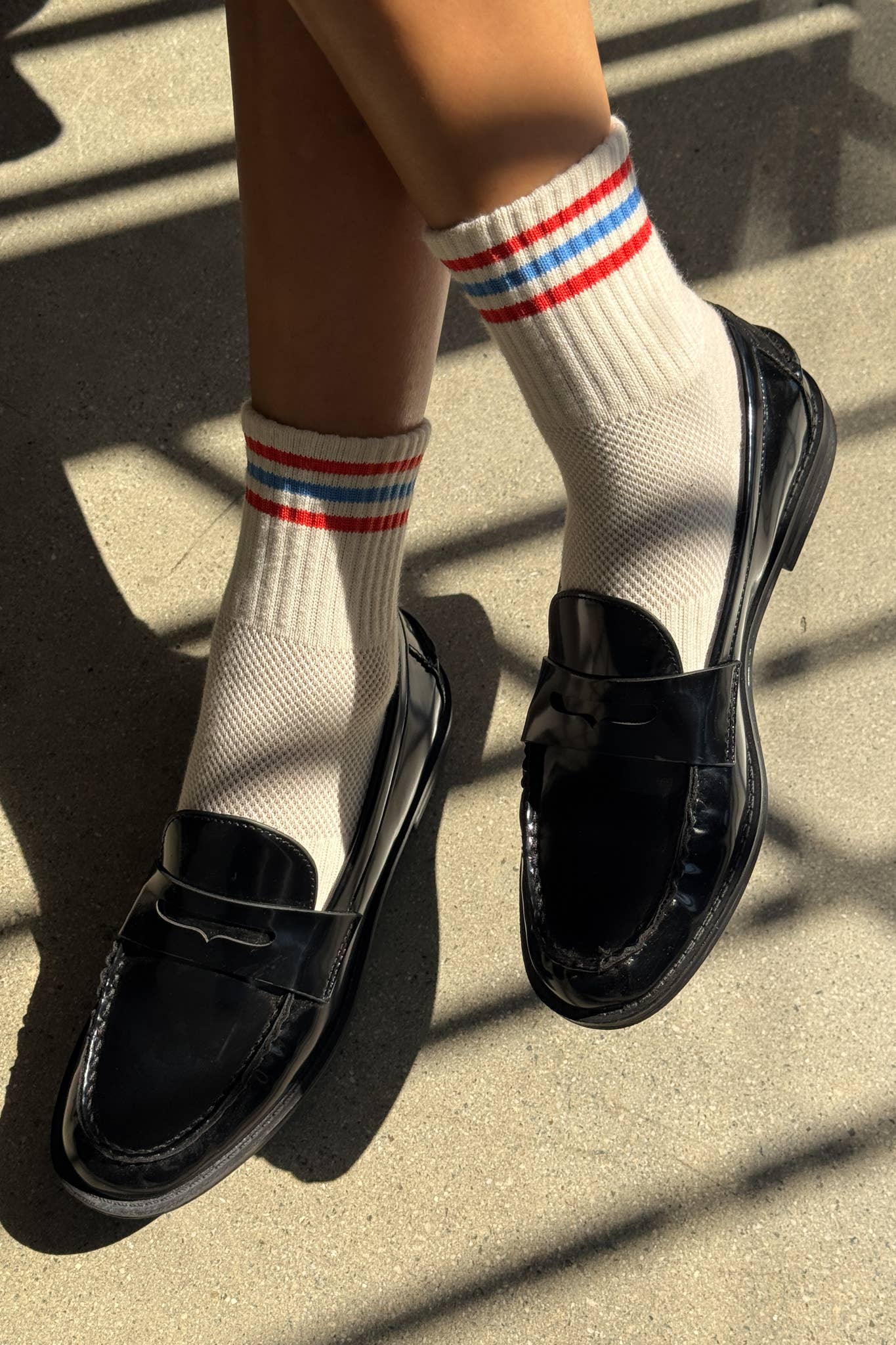 Girlfriend Socks - White with Red + Blue