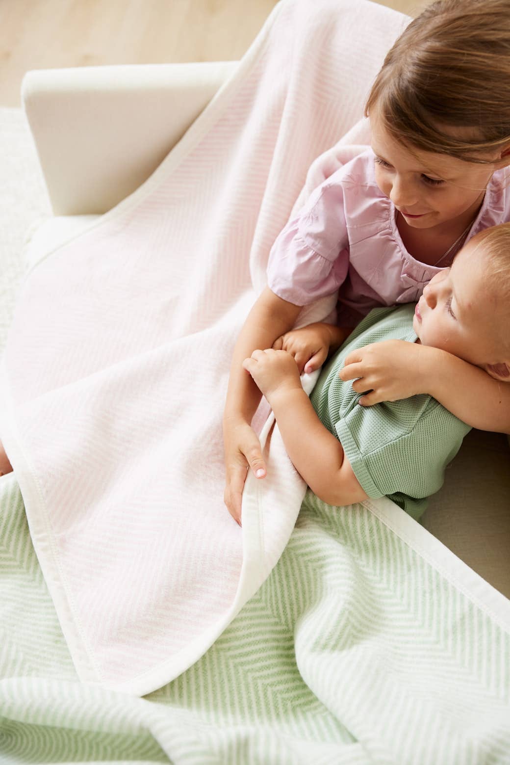 Harborview Herringbone Ballet Pink Mini Blanket - Chappywrap