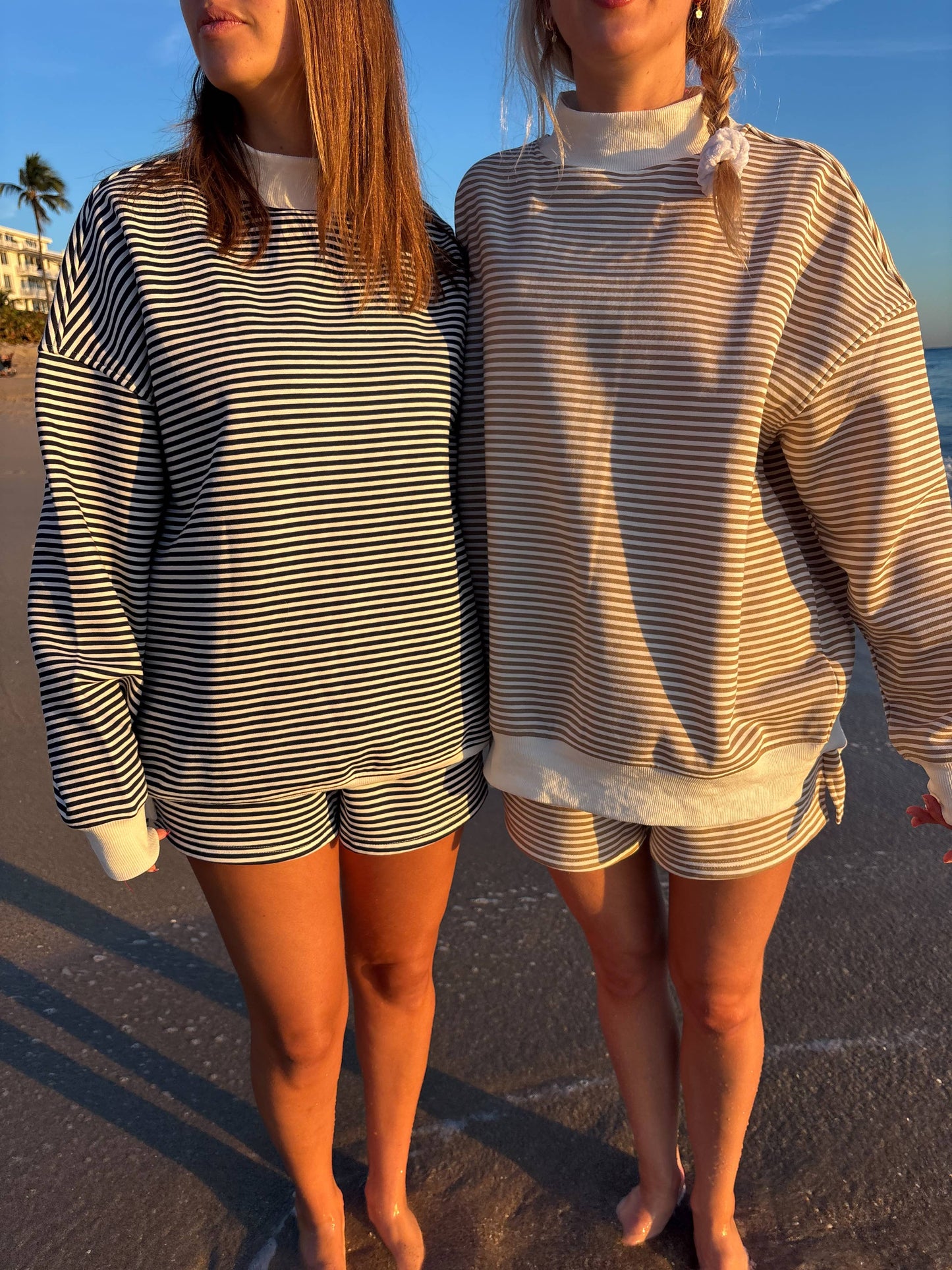 Navy and White Stripe Mockneck Sweatshirt