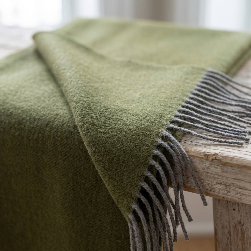 100% Baby Alpaca Throw - Olive