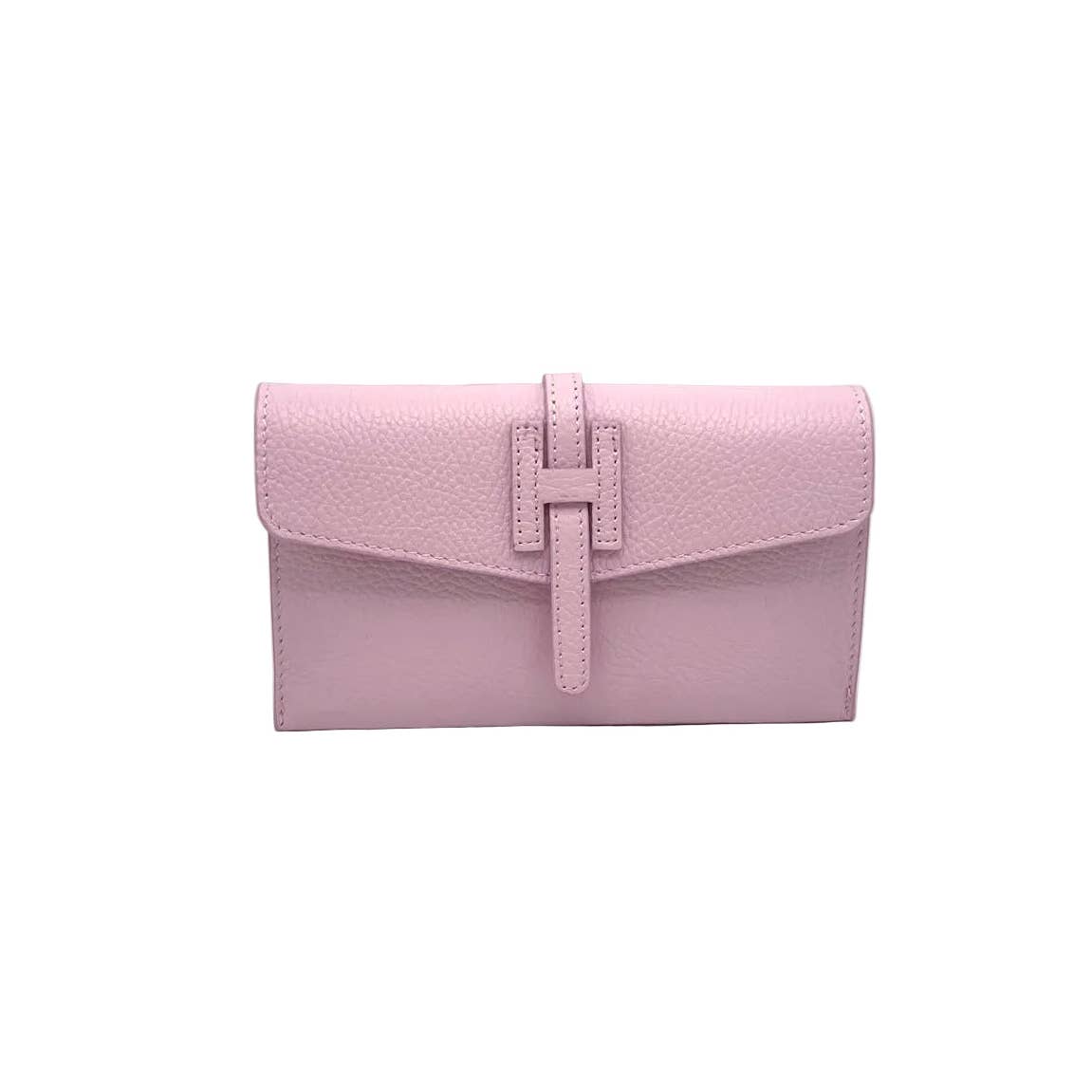 Genuine Leather H Wallet, Made in Italy - Olive