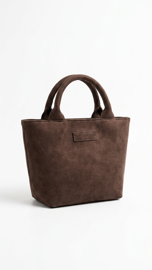 Suede Mini Tote Bag - Espresso