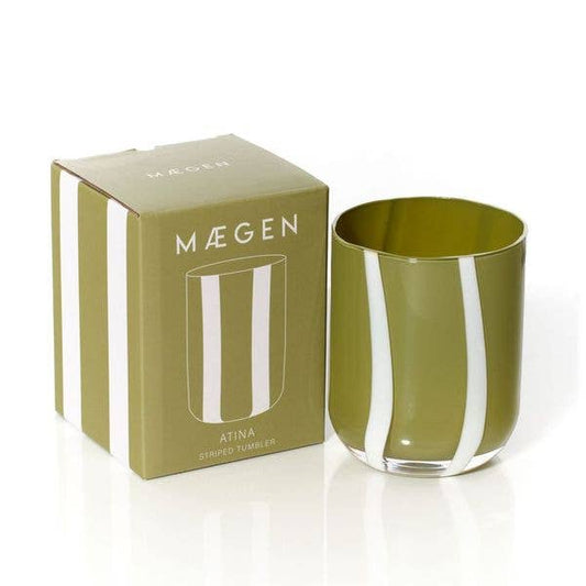 Atina Glassware - Olive & White