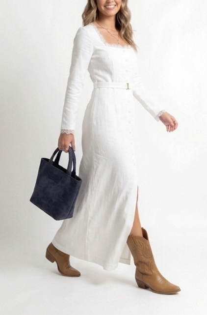 Suede Mini Tote Bag - Navy