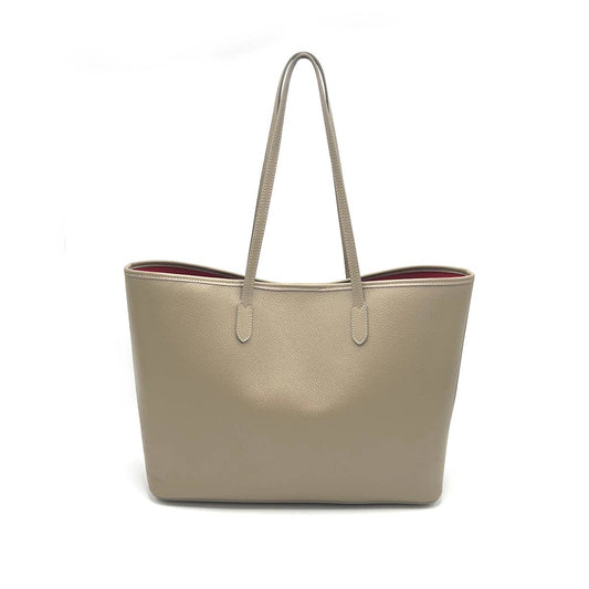 Genuine Leather Tote - Made in Italy - Taupe
